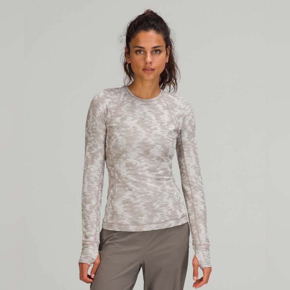 Lululemon Its Rulu Run Long Sleeve Shirt Size 6 in Grey Print
